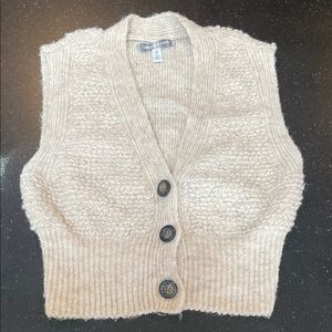 Urban Outfitters Cream Knit Button-Front Vest